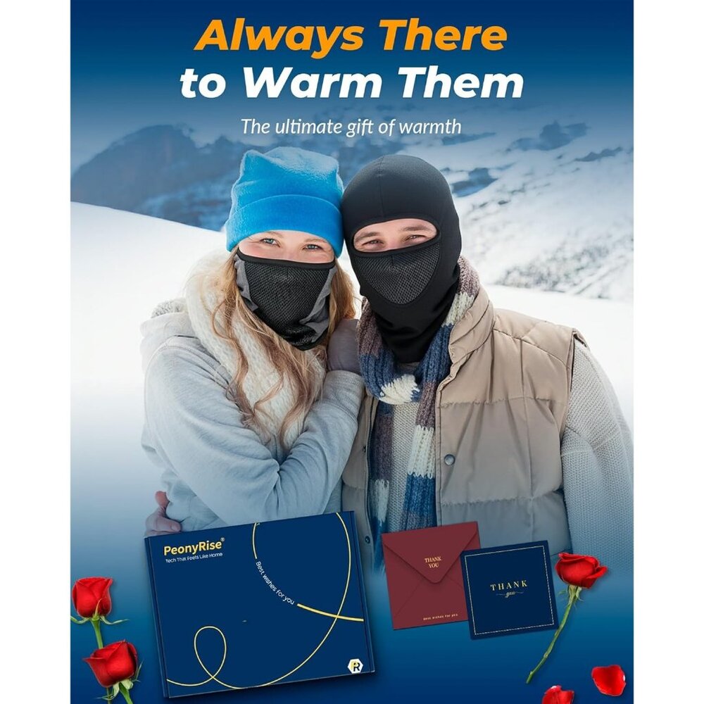 Men Black soft and warm heated Unisex Balaclava Snowboard Cold Protection - Picture 7 of 8